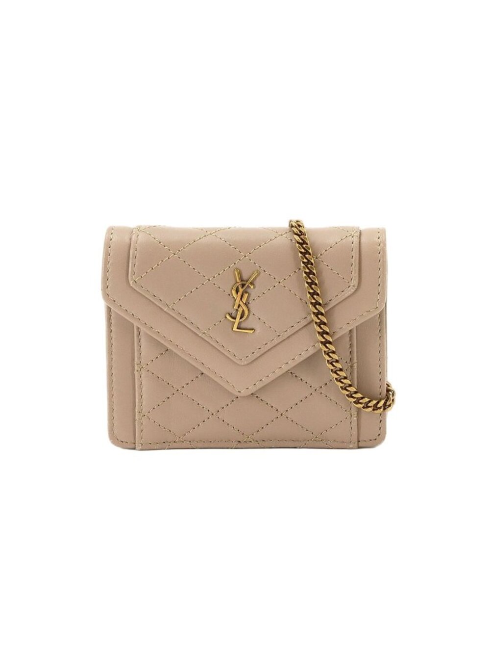 Saint Laurent Gaybey Micro Chain Shoulder Bag Leather Beige